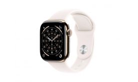 Apple Watch Series 11 GPS + Cellular 42mm-es aranyszínű titántok, lágy rózsaszín sportszíj – S/M (MF8W4MP/A)