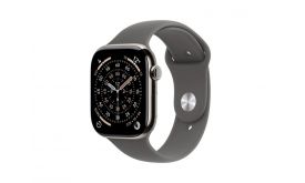 Apple Watch Series 11 GPS + Cellular 46mm-es natúr titántok, kőszürke sportszíj – M/L (MFCX4MP/A)