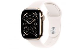 Apple Watch Series 11 GPS + Cellular 46mm-es aranyszínű titántok, lágy rózsaszín sportszíj - S/M