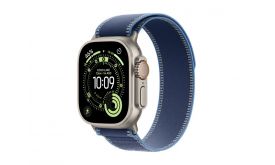 Apple Watch Ultra 3 GPS + Cellular 49mm-es natúr titántok, kék-élénkkék Terep pánt – M/L (MEWU4QH/A)