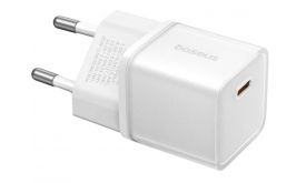 BASEUS GaN5S hálózati töltő Type-C aljzat (20W, PD gyorstöltő 3.0, GaN5S), fehér