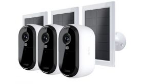 Arlo Essential (Gen.2) Bundle 2K Outdoor Security Camera - 3 Camera Kit + 3 Essential Solar Panel Charger, White (VMK3350-100EUS)