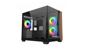 COOLER MASTER Ház ITX/Micro-ATX ELITE 481 Wood,Tápegység nélkül, Fekete