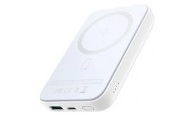 JOYROOM vésztöltő Type-C+USB aljzat (10000mAh, 20W, PD gyorstöltő, wireless, mágneses, mini) FEHÉR (JR-W020 WHITE)