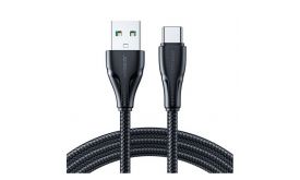 JOYROOM SURPASS adatkábel (USB - Type-C, 3A, gyorstöltő, cipőfűző, törésgátló, 120cm) FEKETE (S-UC027A11_120_B)