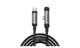 JOYROOM S-A56 ENJOYX SERIES adatkábel (Type-C - lightning, 30W, gyorstöltő, 90 fokos, cipőfűző, 120cm) FEKETE (S-A56_CL)