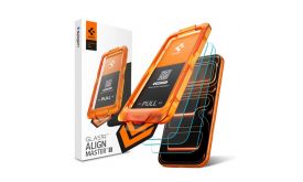 SPIGEN GLASS TR ALIGNMASTER S képernyővédő üveg 3db (2.5D, tokbarát, 9H + segédkeret) ÁTLÁTSZÓ (AGL10103)