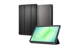 SPIGEN SMART FOLD tok álló, bőr hatású (aktív FLIP, oldalra nyíló, TRIFOLD, asztali tartó) FEKETE (ACS10553)
