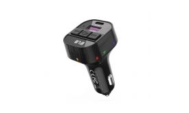 XO BCC17 bluetooth FM transmitter autós töltő USB+Type-C aljzat (v5.3, 30W, gyorstöltő, LED kijelző) FEKETE (XO-BCC17)