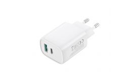 XO CE29 hálózati töltő USB+Type-C aljzat (20W, PD gyorstöltő 3.0) FEHÉR (XO-CE29)