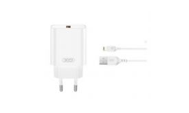 XO CE33 hálózati töltő USB aljzat 18W, gyorstöltő 3.0 + lightning kábel (XO-CE33+LIGHTNING) FEHÉR