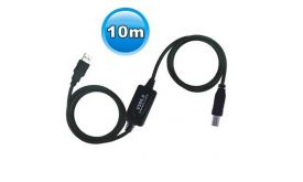 WIRETEK kábel USB Összekötő A-B, 10m, Male/Male Aktív (VE595)