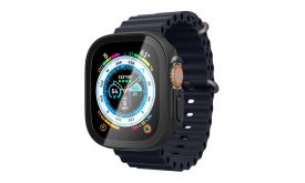 SPIGEN THIN FIT 360 műanyag óra keret (ütésállóság, 360° védelem + üveg) FEKETE (ACS05558)