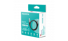 ADATA kábel USB 3.2 - USB TypeC - TypeC 1m műanyag fekete, mágneses (CACCU3-100W-100AN-BK)