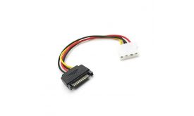 BLACKBIRD Tápkábel SATA 15 pin plug to Molex 4 pin female, 12cm (BH1501)