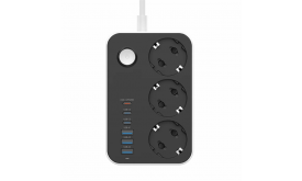 COLORWAY Hálózati elosztó, CW-CHE36PDB, 3 dugalj, 6xUSB (3USB-A + 3TYPE-C) (20W), fekete (CW-CHE36PDB)