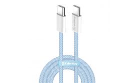COLORWAY Kábel Type-C fonott pamut, PD Fast Charging 60W, 3,0A 1M kék (CW-CBPDCC061-BL)