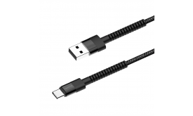 COLORWAY Kábel, Type-C (nylon - long head) 2.4A 1m black (CW-CBUC063-BK)