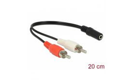 DELOCK kábel Audio 2x RCA male > 1x 3.5mm 3 pin Stereo jack 20cm (85806)