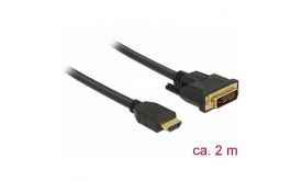 DeLock HDMI Male to DVI 24+1 Male Kétirányú kábel (85654) 2m