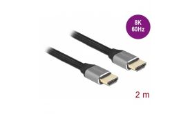 DELOCK kábel HDMI male/male összekötő 8K 60Hz 48 Gbps Certified, 2m (83996) szürke