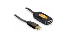 DELOCK USB2.0 aktív hosszabbító kábel, 10m (82446) Fekete