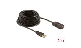 DELOCK USB 2.0 aktív hosszabbító kábel 5m (82308) Fekete