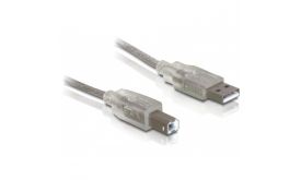 DELOCK USB 2.0 A-B összekötő kábel, 0.5m (82057) átlátszó