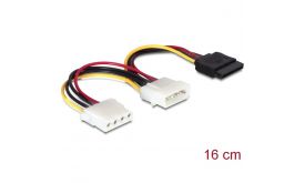 DELOCK Tápkábel Molex 4 pin male > SATA 15 pin female + 4 pin female (60103)