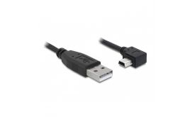 Delock USB 2.0-A apa - USB mini-B 5 tűs hajlított apa átalakító kábel, 0,5m (82680)