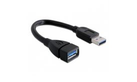 Delock USB 3.0-s bővítőkábel A-típusú csatlakozódugóval > USB 3.0-s, A-típusú csatlakozóhüvellyel, 15 cm, fekete (82776)