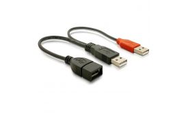 Delock Y kábel 2 db USB 2.0 A típusú apa > 1 db USB 2.0 A típusú anya 20 cm (65306)