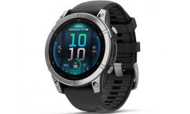 GARMIN fenix E 47 mm rozsdamentes acél, fekete szilikon szíjjal (010-03025-00)