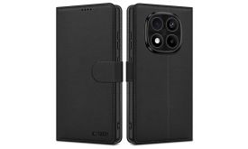Tok álló, bőr hatású (aktív FLIP, oldalra nyíló, TRIFOLD, asztali tartó) FEKETE - Xiaomi Redmi Note 14 Pro 5G (GP-167236)