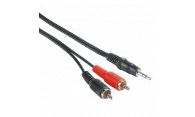 HAMA 205107, ECO 3,5MM JACK-2RCA ÖSSZEKÖTŐKÁBEL 25DB/CSG 5,0M, FEKETE