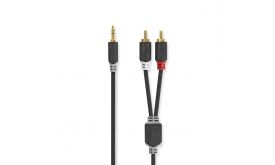 Nedis CABW22200AT10 sztereo audió kábel 3,5mm sztereo jack - 2x RCA, Aranyozott, 1 m