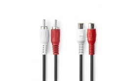 Nedis CAGB24205BK50 RCA toldó kábel, 2x RCA apa - 2x RCA anya, 5m