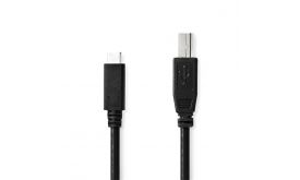 Nedis CCGB60650BK20 USB-C dugó - USB- B dugó kábel, 480 Mbps, 2m