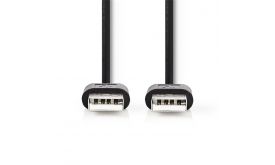 Nedis CCGL60001BK20 USB A apa - USB-A apa kábel, USB2.0, hossz: 2m