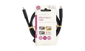 Nedis CCGL64750BK10 USB C - USB-C kábel, USB3.2 Gen 2, 240W, 20 Gbps, hossz 1m