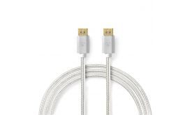 Nedis CCTB37014AL20 DisplayPort 1.4 kábel, displayport dugó - display port dugó, aranyozott csatlakozók, 8K@60Hz, 2m