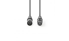 Nedis COTH15010GYO5 félprofi XLR audio kábel,XLR dugó- aljzat, 0.5m, rugalmas