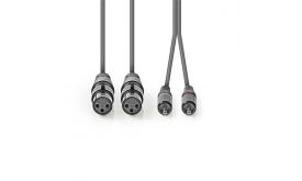Nedis COTH15230GY15 félprofi audio kábel, 2x XLR aljzat - 2x RCA dugó, 1,5m