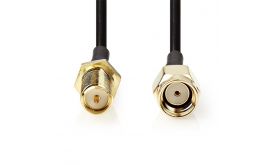 Nedis CSGL02210BK10 SMA kábel, RP SMA férfi, RP SMA női, Aranyozott, 50 Ohm, Egyetlen árnyékolt, 1 m