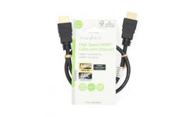 Nedis CVGL34060BK05 ultra HD HDMI kábel, HDMI dugó - dugó, 4K@60Hz, ARC, 18 Gbps, aranyozott csatlakozók, hossz 0,5m