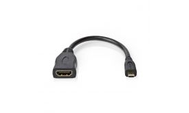 Nedis kábel CVGP34790BK02 micro HDMI - HDMI adapter, 4K@30Hz, 10.2 Gbps, 0.20 m