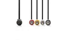 Nedis DIN audio kábel, DIN 5 tűs dugó | 4x RCA dugó, 0,20m, CAGL20400BK10