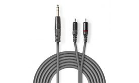 Nedis COTH23300GY15 félprofi XLR audió kábel, 6,35mm sztereo jack dugó - 2x RCA dugó, 1,5m