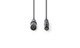 Nedis félprofi audió kábel COTH15300GY15, 3,5mm szteró jack dugó - 3p XLR dugó, hossz 1.5m, rugalmas