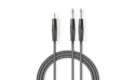 Nedis COTH23200GY50 félprofi audió kábel, 3,5mm szteró jack dugó - 2 x 6,35mm monó jack dugó, 5m, rugalmas